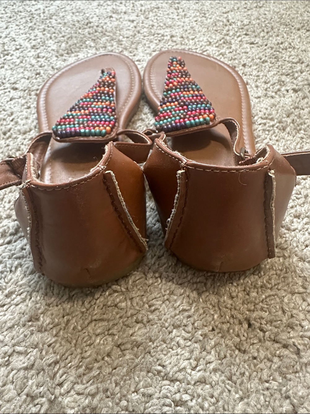 Maurice’s Women's Brown Beaded T-Strap Sandals Size 8 - Picture 2 of 3